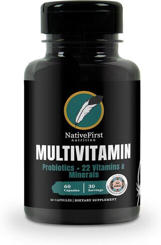 NativeFirst Multivitamin Complex Capsules: Inspired by Native American Wisdom | (60 Capsules / 22 Vitamins & Minerals + Probiotics) - Non-GMO, Gluten Free Vitamin & Mineral Supplement in Saudi Arabia