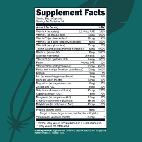 NativeFirst Multivitamin Complex Capsules: Inspired by Native American Wisdom | (60 Capsules / 22 Vitamins & Minerals + Probiotics) - Non-GMO, Gluten Free Vitamin & Mineral Supplement in Saudi Arabia