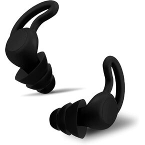 Noise Reduction Ear Plugs, NRR 40dB Ultra Comfortable Silicone Reusable Ear Plugs for Sleeping, Snoring Swimming, Studying, Concerts, Noise Cancelling and Hearing Protection Black