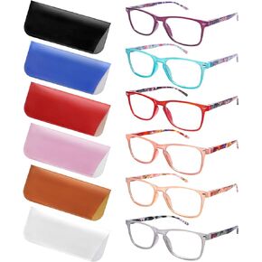 ZONLON 6 Pack Reading Glasses for Women Men, Spring Hinge Eyeglasses Blue Light Blocking Anti Eyestrain Computer Readers