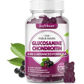 Glucosamine Chondroitin Gummies Sugar Free, Extra Strength Glucosamine Chondroitin MSM with Elderberry & Turmeric Supplement Support Joint & Antioxidant, Delicious Elderberry Flavored 120 Count