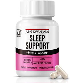 JungKwanJang Sleep Support Gaba Complex 500mg with American Ginseng - Sleep Aid Supplement for Meditation Support, Better Sleep, and Increased Energy, 60 Capsules for Men and Women
