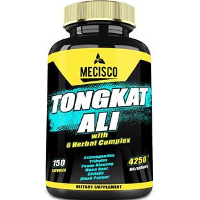 7 في 1 تونغكات علي مع تريبولوس تيريستريس 4250 ملغ - 150 كبسولة - أعلى فعالية مع جذر اشواغاندا، وجذر باناكس الجينسنغ، وجذر الماكا، ومسحوق شيلاجيت والفلفل in Kuwait