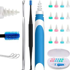 Q-Grips-Earwax-Remover Ear Wax Removal Tool Ear Wax Remover Silicone Ear Cleaner Safe Soft Q Twist Spiral Smart Reusable Q Grip Ear Picker Clean Kit 16 Replacement Tips for Adults Kids Humans in Kuwait