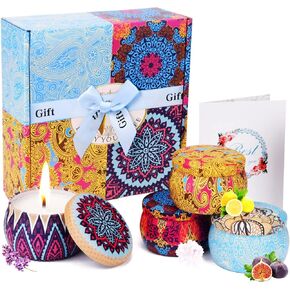 WuNa Scented Candles Gift Set Mom Gifts 4 Cans Aromatherapy Candle 4.4 Oz Natural Soy Wax Bath Yoga Unique Mothers Day Gifts Christmas Birthday Gifts for Women Wife Friends in Saudi Arabia