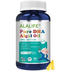 زيت الطحالب النقي DHA للأطفال من ALALIFE - 90 كبسولة - 88% مكملات DHA الطحالب عالية النقاء - مكملات زيت الطحالب DHA أوميغا 3 للأطفال - مفيدة لنمو دماغ الطفل والأعصاب البصرية - غير معدلة وراثيًا in Kuwait