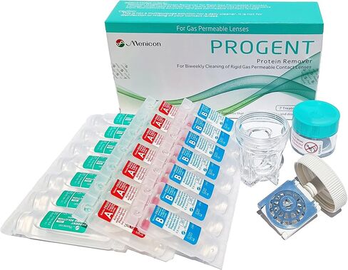 Box O' Mart Menicon Progent Biweekly Contact Lens Cleaner and Progent Large Diameter (Scleral) Lens Case, Bundle of 2 Items, 22 Piece Set in Kuwait