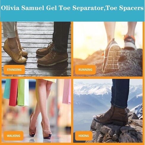 أوليفيا صامويل جل فاصل أصابع القدم، فواصل أصابع القدم، مصحح الورم، وسائد وسائد الورم لمنع الاحتكاك وتخفيف الضغط، مصحح أصابع القدم المطرقة للرجال والنساء (6 عبوات) in Kuwait
