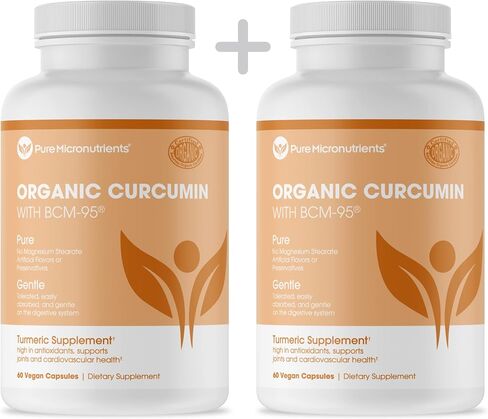 Organic Turmeric Curcumin with Black Pepper & BCM-95 - for Inflammatory Joint Support, Brain & Immune Health - 60 Vegan Turmeric Capsules, 1000mg - Herbal Curcumin Supplements in Kuwait