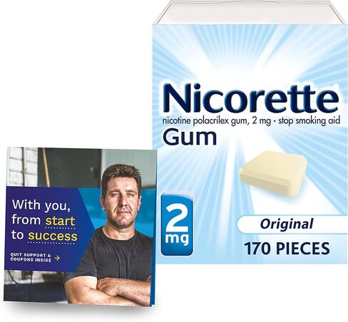 Nicorette 2 mg Nicotine Gum to Help Quit Smoking with Behavioral Support Program - Original Unflavored Stop Smoking Aid, 170 Count in Kuwait