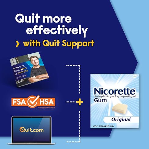 Nicorette 2 mg Nicotine Gum to Help Quit Smoking with Behavioral Support Program - Original Unflavored Stop Smoking Aid, 170 Count in Kuwait