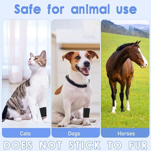 NANASO 12PCS Self Adhesive Bandage Wrap,3" x 5 Yards Elastic Adhesive Tape for Sports,Self Adherent Wrap for Pet,Breathable Cohesive Bandage for Wrist Ankle Knee Leg First Aid Sprains Swelling-Black in Kuwait