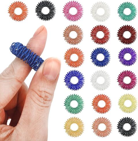 كومباني AINRVTEERS حلقات العلاج بالابر لتدليك الاصابع، حلقات العلاج بالابر لتعزيز الدورة الدموية وتخفيف التوتر بمقاسين تلبي جميع انواع الاشخاص in Kuwait