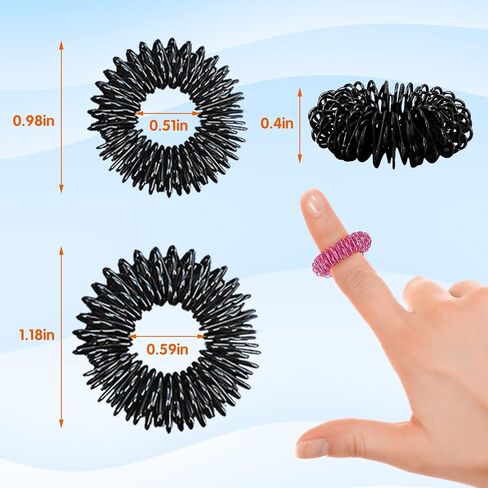 كومباني AINRVTEERS حلقات العلاج بالابر لتدليك الاصابع، حلقات العلاج بالابر لتعزيز الدورة الدموية وتخفيف التوتر بمقاسين تلبي جميع انواع الاشخاص in Kuwait