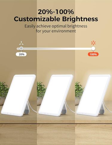 CHLLEN Light Therapy Lamp, Ultra-Thin Uv-Free 10000 Lux Therapy Light, Adjustable Brightness Levels, 30mins Timer, 90° Rotatable Stand，Light Therapy Lamp Memory Function for a Happy of Life in Saudi Arabia