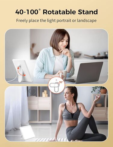 CHLLEN Light Therapy Lamp, Ultra-Thin Uv-Free 10000 Lux Therapy Light, Adjustable Brightness Levels, 30mins Timer, 90° Rotatable Stand，Light Therapy Lamp Memory Function for a Happy of Life in Saudi Arabia