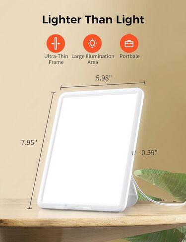 CHLLEN Light Therapy Lamp, Ultra-Thin Uv-Free 10000 Lux Therapy Light, Adjustable Brightness Levels, 30mins Timer, 90° Rotatable Stand，Light Therapy Lamp Memory Function for a Happy of Life in Saudi Arabia
