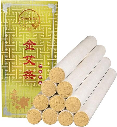 Moxa Stick for Moxibustion, Golden Moxa Roll Strip Wild Wormwood Moxa Bar for Moxibustion Health Care Heat Treatment-10pics in Kuwait