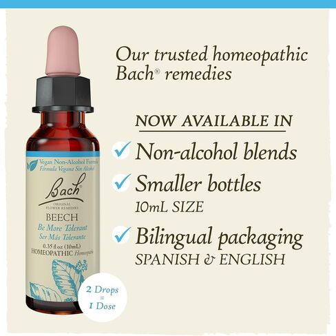Bach Original Flower Remedies, Beech for Tolerance (Non-Alcohol Formula), Natural Homeopathic Flower Essence, Holistic Wellness and Stress Relief, Vegan, 10mL Dropper in Kuwait