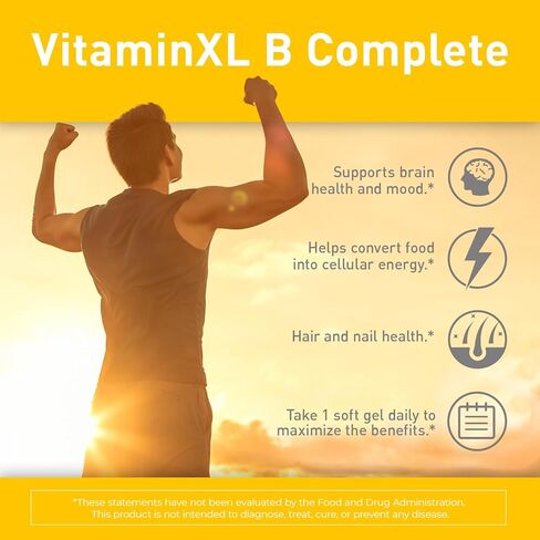 VitaminXL B Complete is a Full Spectrum B Complex Made with B1, B5, B6, B12, Biotin, Niacin, Riboflavin, and Folate, Also with Choline and inositol (30 Soft Gels, 30 Servings) in Kuwait