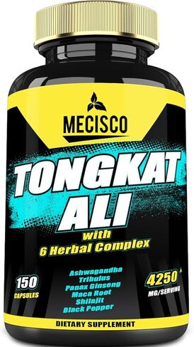 7 في 1 تونغكات علي مع تريبولوس تيريستريس 4250 ملغ - 150 كبسولة - أعلى فعالية مع جذر اشواغاندا، وجذر باناكس الجينسنغ، وجذر الماكا، ومسحوق شيلاجيت والفلفل in Kuwait