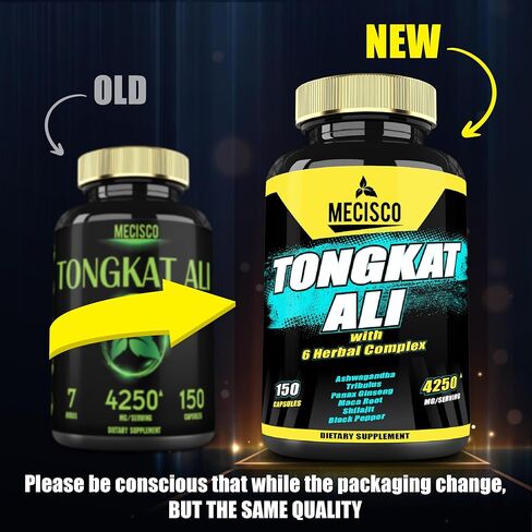 7 في 1 تونغكات علي مع تريبولوس تيريستريس 4250 ملغ - 150 كبسولة - أعلى فعالية مع جذر اشواغاندا، وجذر باناكس الجينسنغ، وجذر الماكا، ومسحوق شيلاجيت والفلفل in Kuwait