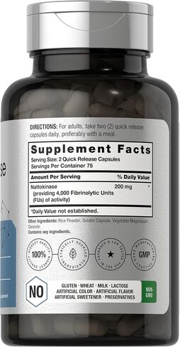 مكمل Nattokinase 4000 FU | 150 كبسولة | غير معدّل وراثيًا وخالي من الغلوتين | بواسطة هورباخ in Saudi Arabia