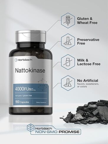 مكمل Nattokinase 4000 FU | 150 كبسولة | غير معدّل وراثيًا وخالي من الغلوتين | بواسطة هورباخ in Saudi Arabia