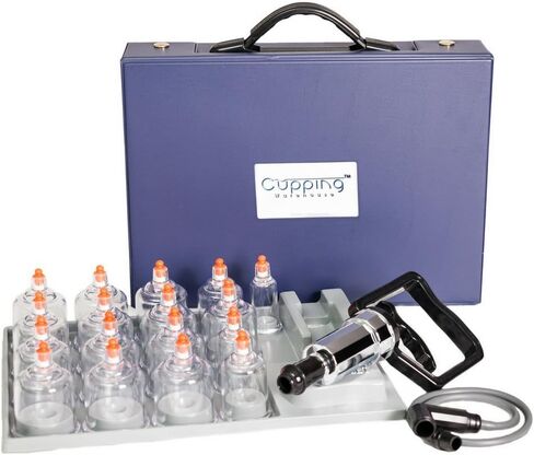 مجموعة العلاج بالحجامة من Cupping Warehouse TM 17 MMT من البلاستيك الاحترافي والمنزلي مع مسدس مضخة وأنبوب تمديد للتدليك وتخفيف الضغط الليفي العضلي in Kuwait