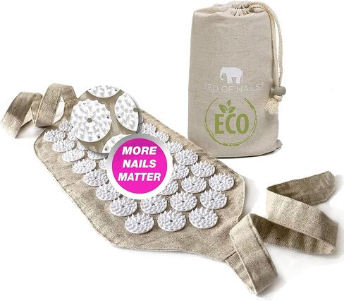 BED OF NAILS Original Premium Comfortable ECO Acupressure Pillow Flat Cushion, 2520 Acupuncture Pressure Points for Neck Pain, Back Pain, Stress Relief, FSA/HSA Eligible BONVIE Linen Tote Bag, 16x11x4 in Kuwait