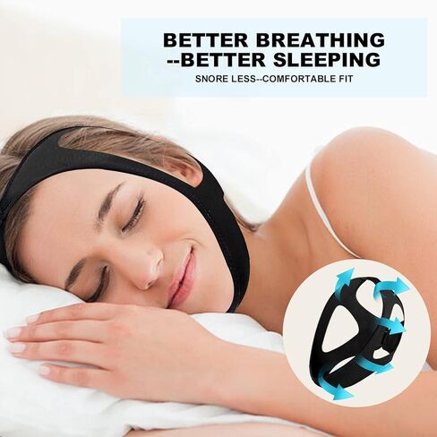 حزام ذقن للشخير لمستخدمي CPAP، أجهزة مضادة للشخير، حزام ذقن قابل للتعديل للشخير، حل فعال للشخير لوقف الشخير، حزام ذقن للنوم مسامي للرجال والنساء in Kuwait