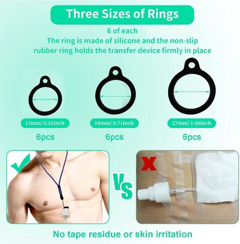 Peritoneal Dialysis Lanyards 6PCS,Peritoneal Dialysis Accessories with 18 PCS(3 Size) Silicone Rings Adjustable Neck Cord Secure Catheter Peritoneal Supplies,Peritoneal Dialysis Transfer Device Holder in Saudi Arabia