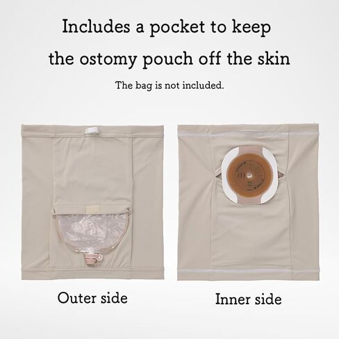 Deodorizing Stomach Support Wrap with Ostomy Pouch Pocket (Beige, 38) in Kuwait