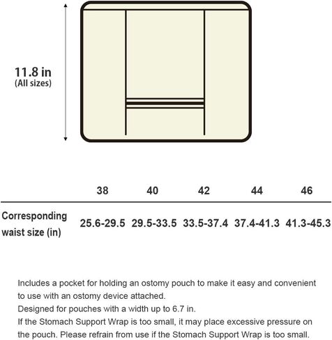 Deodorizing Stomach Support Wrap with Ostomy Pouch Pocket (Beige, 38) in Kuwait