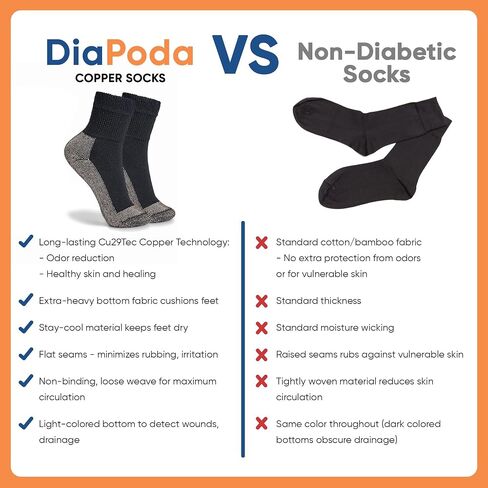Copper Diabetic Sock - Crew - Black - 4 Pack - Small in Saudi Arabia