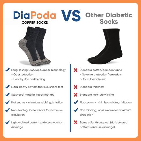 Copper Diabetic Sock - Crew - Black - 4 Pack - Small in Saudi Arabia