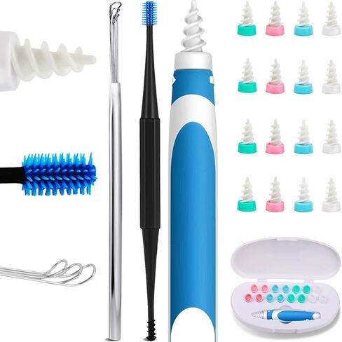 Q-Grips-Earwax-Remover Ear Wax Removal Tool Ear Wax Remover Silicone Ear Cleaner Safe Soft Q Twist Spiral Smart Reusable Q Grip Ear Picker Clean Kit 16 Replacement Tips for Adults Kids Humans in Kuwait