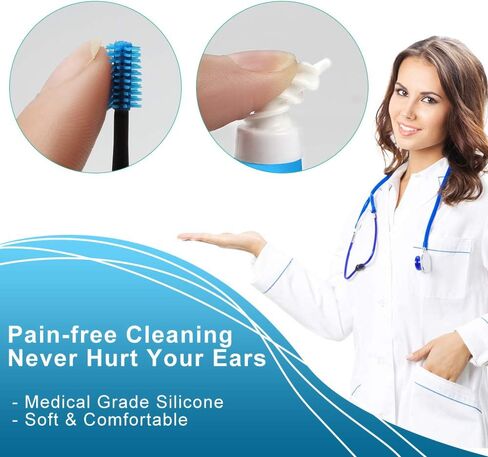 Q-Grips-Earwax-Remover Ear Wax Removal Tool Ear Wax Remover Silicone Ear Cleaner Safe Soft Q Twist Spiral Smart Reusable Q Grip Ear Picker Clean Kit 16 Replacement Tips for Adults Kids Humans in Kuwait