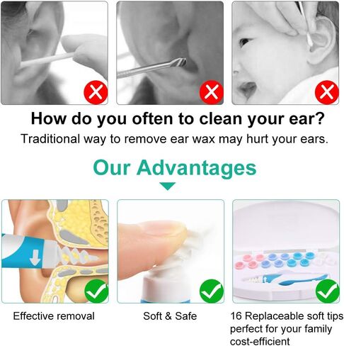 Q-Grips-Earwax-Remover Ear Wax Removal Tool Ear Wax Remover Silicone Ear Cleaner Safe Soft Q Twist Spiral Smart Reusable Q Grip Ear Picker Clean Kit 16 Replacement Tips for Adults Kids Humans in Kuwait