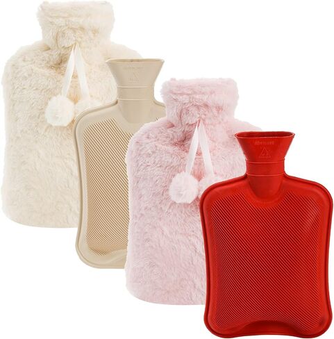 WUWEOT Set of 2 Hot Water Bottle with Soft Cover, 2 Liter Rubber Water Pad, Hot Compress Bag and Cold Therapy Bag for Headaches, Cramps, Arthritis, Back Pain, Sore Muscles, Pain Relief, Neck in Saudi Arabia