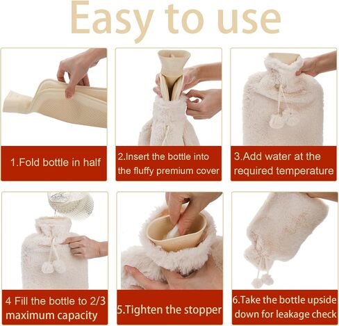 WUWEOT Set of 2 Hot Water Bottle with Soft Cover, 2 Liter Rubber Water Pad, Hot Compress Bag and Cold Therapy Bag for Headaches, Cramps, Arthritis, Back Pain, Sore Muscles, Pain Relief, Neck in Saudi Arabia