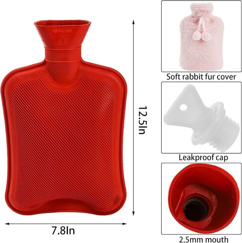 WUWEOT Set of 2 Hot Water Bottle with Soft Cover, 2 Liter Rubber Water Pad, Hot Compress Bag and Cold Therapy Bag for Headaches, Cramps, Arthritis, Back Pain, Sore Muscles, Pain Relief, Neck in Saudi Arabia