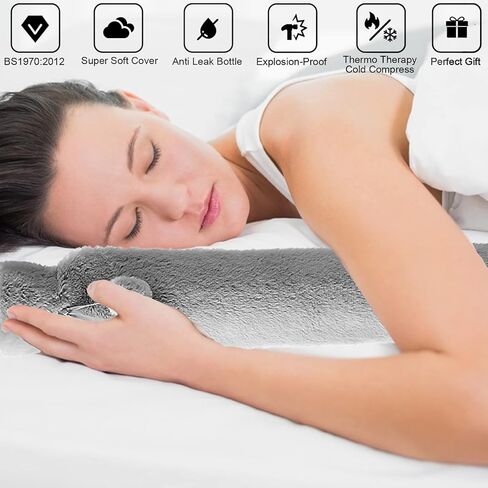 زجاجة ماء ساخن مطاطية مع غطاء، كيس ماء ساخن لتخفيف الآلام، يحمل 2.0 لتر، عديم الرائحة، خالي من مادة BPA، مواد ممتازة، آلام الكتف في الرقبة، تدفئة القدمين، تشنجات الحيض in Kuwait