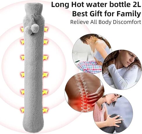 زجاجة ماء ساخن مطاطية مع غطاء، كيس ماء ساخن لتخفيف الآلام، يحمل 2.0 لتر، عديم الرائحة، خالي من مادة BPA، مواد ممتازة، آلام الكتف في الرقبة، تدفئة القدمين، تشنجات الحيض in Kuwait