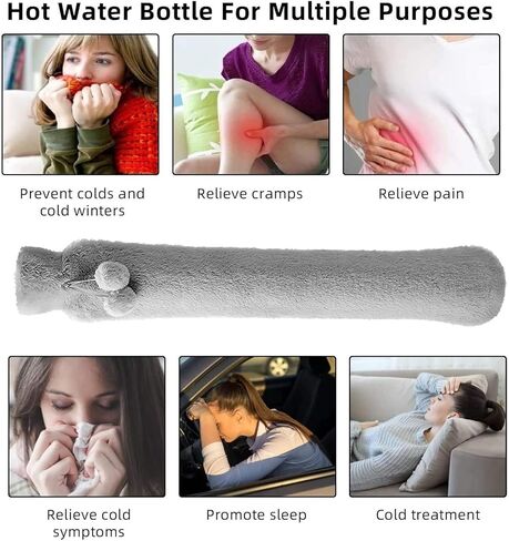 زجاجة ماء ساخن مطاطية مع غطاء، كيس ماء ساخن لتخفيف الآلام، يحمل 2.0 لتر، عديم الرائحة، خالي من مادة BPA، مواد ممتازة، آلام الكتف في الرقبة، تدفئة القدمين، تشنجات الحيض in Kuwait