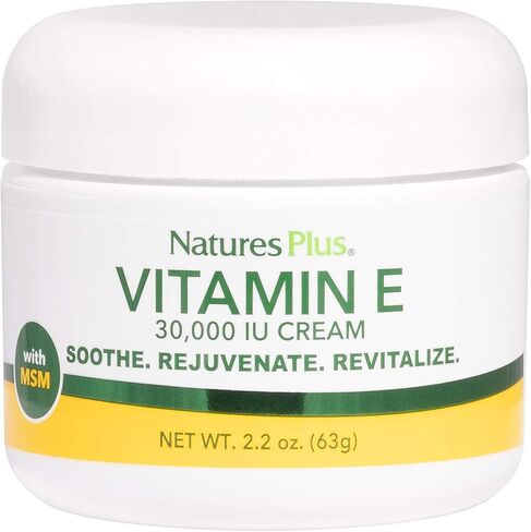 NaturesPlus Vitamin E Cream - 30,000 iu, 2.2 oz - Helps Relieve Dry Skin, May Soothe Minor Skin Irritations- with MSM, Aloe Vera, Vitamins A & D - Vegan, Vegetarian in Saudi Arabia