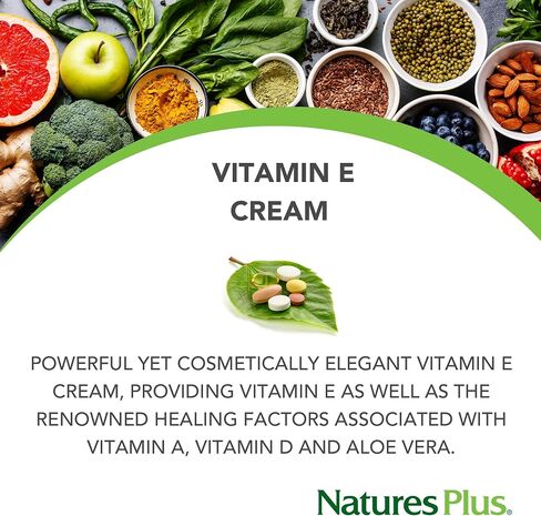 NaturesPlus Vitamin E Cream - 30,000 iu, 2.2 oz - Helps Relieve Dry Skin, May Soothe Minor Skin Irritations- with MSM, Aloe Vera, Vitamins A & D - Vegan, Vegetarian in Saudi Arabia