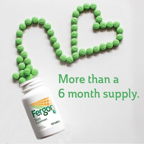 أقراص مكملات الحديد عالية الفعالية من فيرجون، عدد 100، عبوة من قطعتين in Kuwait