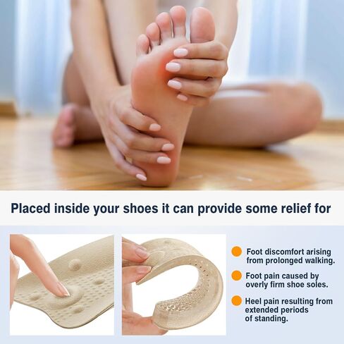 ضبان جل للتدليك لتخفيف آلام الكعب والقوس طوال اليوم من ZAIWOO، طول 3/4 للرجال والنساء، زوج واحد (S، بيج) in Kuwait