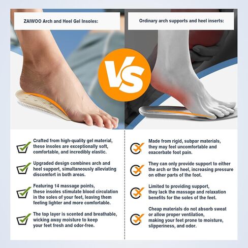 ضبان جل للتدليك لتخفيف آلام الكعب والقوس طوال اليوم من ZAIWOO، طول 3/4 للرجال والنساء، زوج واحد (S، بيج) in Kuwait